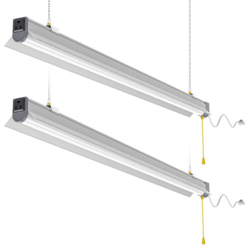 2 Pack 60w LED Shop Light Linkable 7800 Lumens 5k Daylight White 5yr Warranty