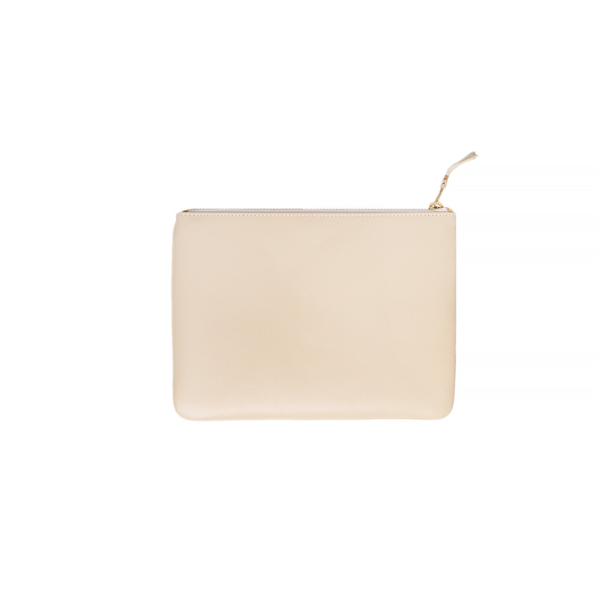 Comme Des Garcon Wallet: Classic Leather Line Clutch in White