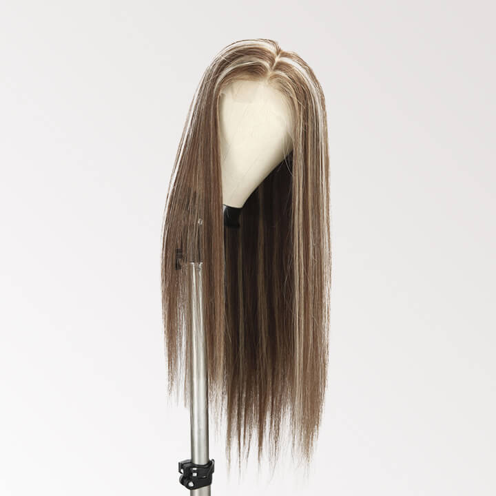13x4 Highlight Lace Front Wigs Brazilian Remy Straight Colored Human Hair Wigs P6/27