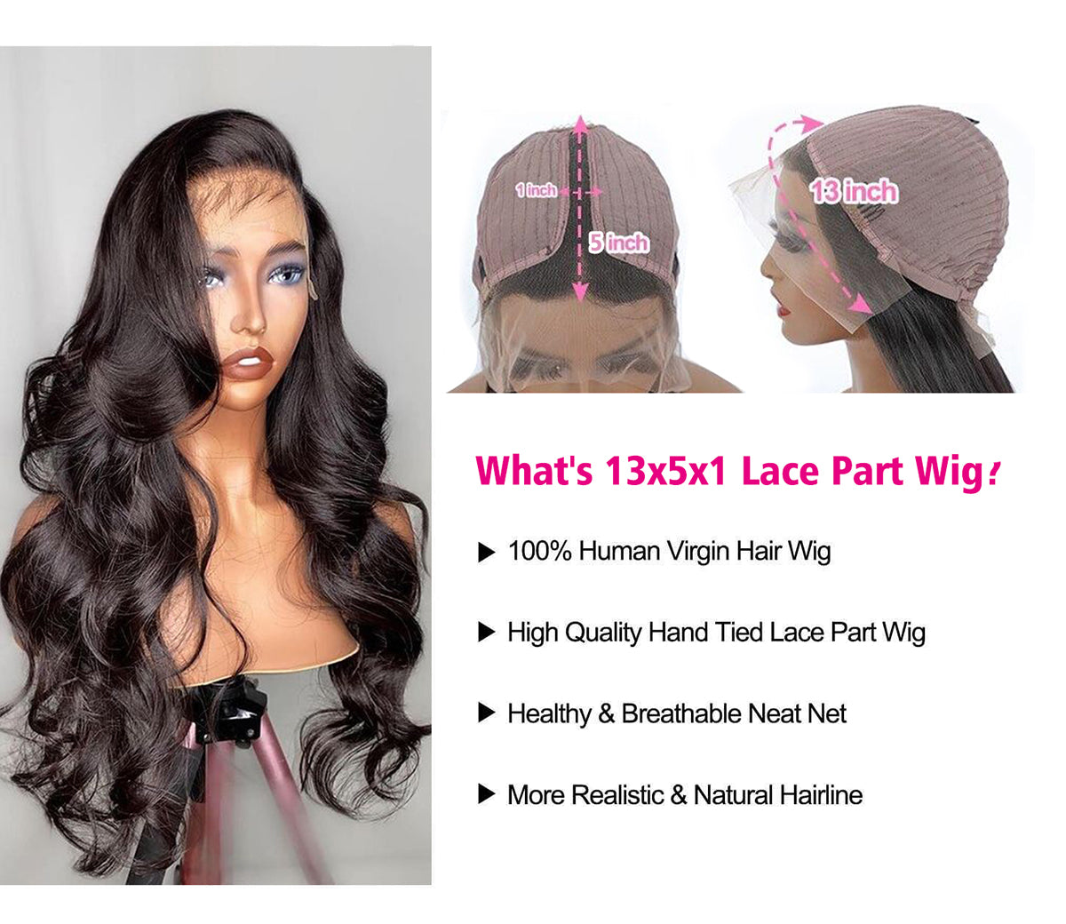 13x5x1 T Part Body Wave Lace Front Human Hair Wigs Brazilian Lace Part Wigs