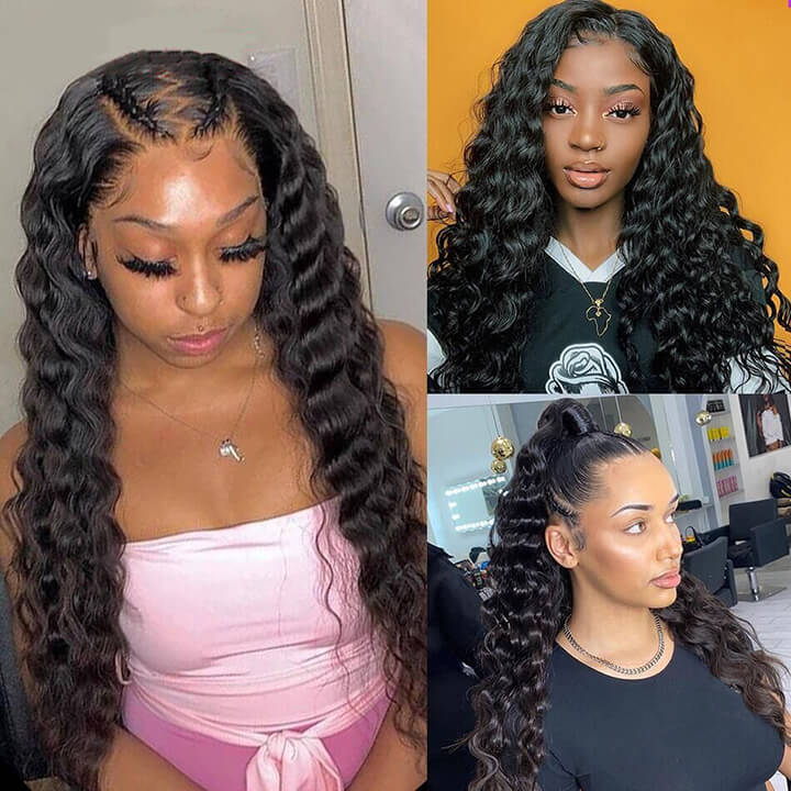 360 HD Transparent Swiss Lace Front Wigs Loose Deep Wave Human Hair Frontal Wigs For Black Women