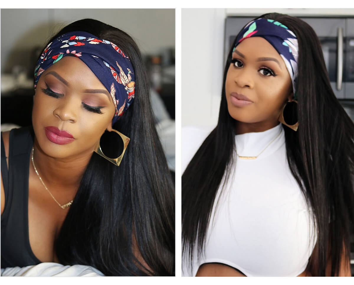 Affordable Headband Wig Brazilian Silky Straight Human Hair Wigs With Adjustable Headband (COUPON CODENEW10, $10 OFF)