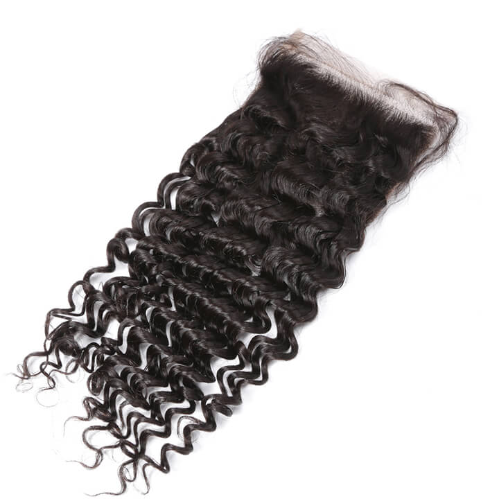 Deep Wave Bundles With Closure Brazilian Curly 100% Human Hair Bundles With Lace Closure