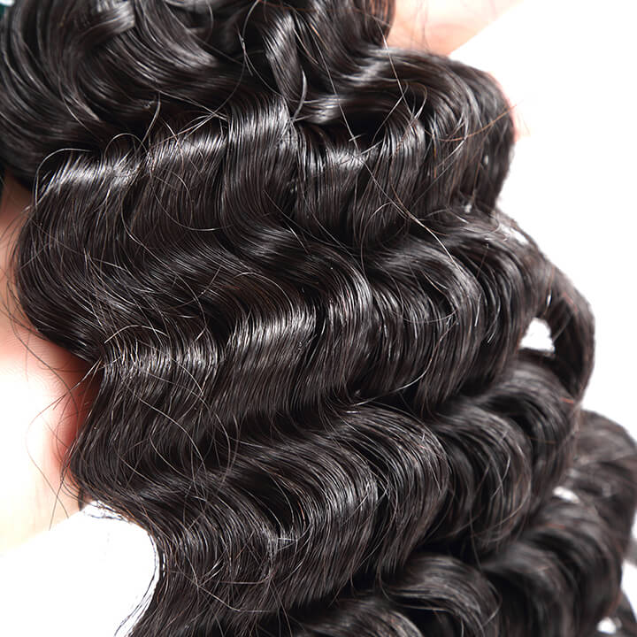 Deep Wave Bundles With Closure Brazilian Curly 100% Human Hair Bundles With Lace Closure