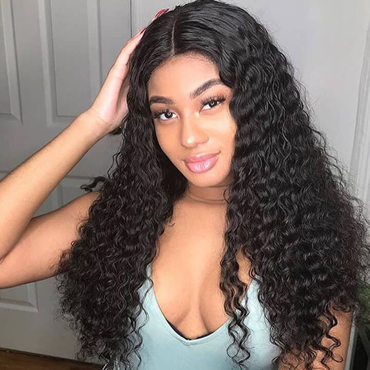 Deep Wave Bundles With Closure Brazilian Curly 100% Human Hair Bundles With Lace Closure