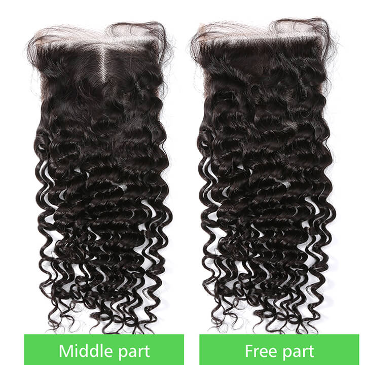 Deep Wave Bundles With Closure Brazilian Curly 100% Human Hair Bundles With Lace Closure