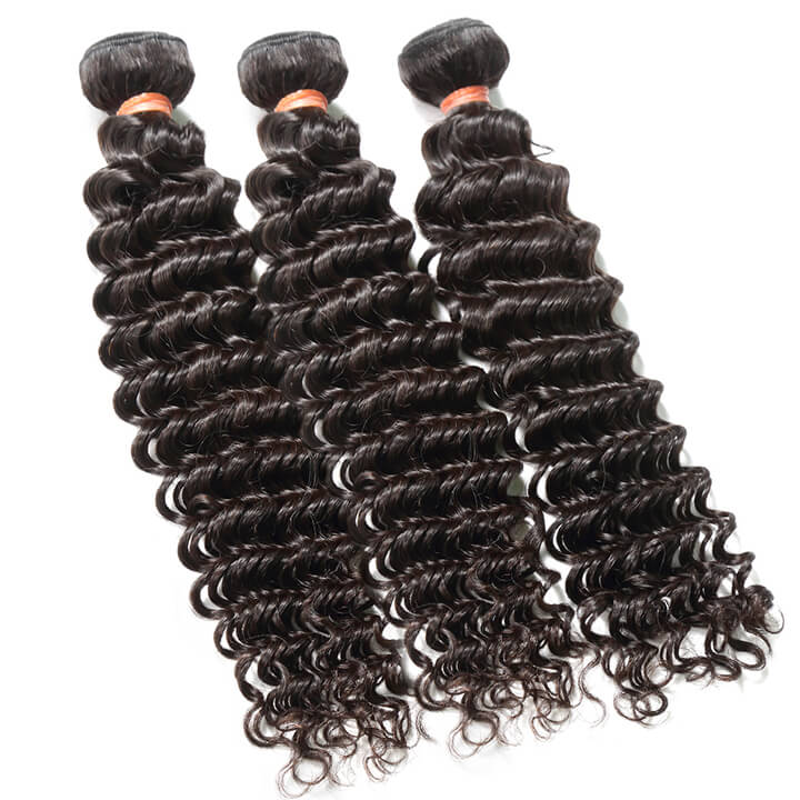 Deep Wave Bundles With Closure Brazilian Curly 100% Human Hair Bundles With Lace Closure