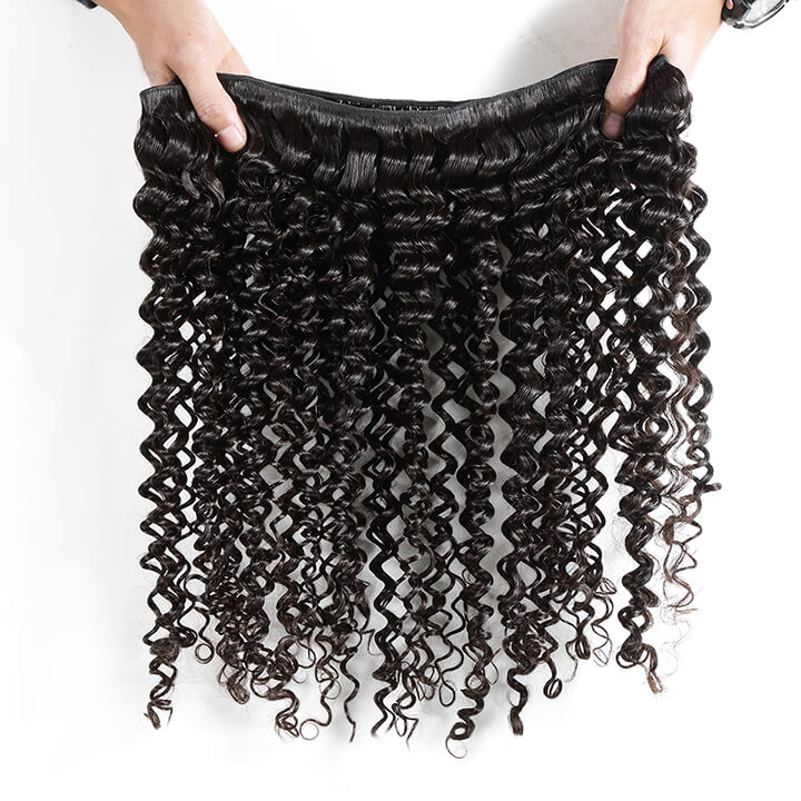 Deep Wave Bundles With Closure Brazilian Curly 100% Human Hair Bundles With Lace Closure