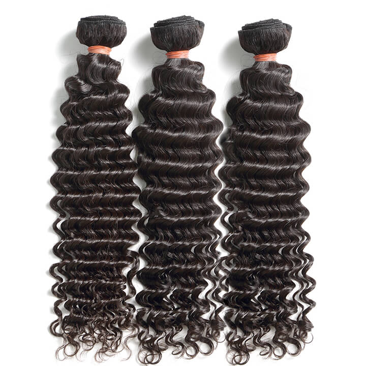 Deep Wave Bundles With Closure Brazilian Curly 100% Human Hair Bundles With Lace Closure