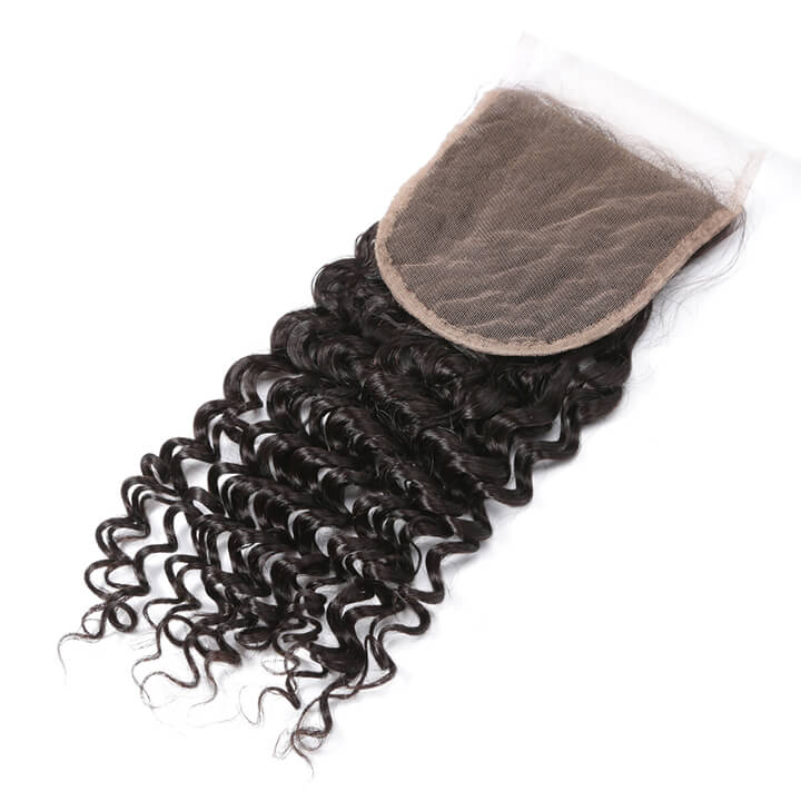 Deep Wave Bundles With Closure Brazilian Curly 100% Human Hair Bundles With Lace Closure