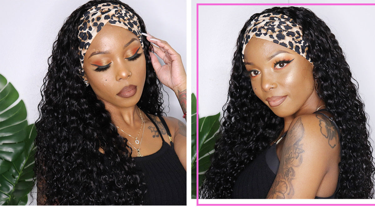 Headband Wig Water Wave Human Hair Wigs Non Lace Front Wig For Women Gluless Brazilian Virgin Hair Wigs (COUPON CODENEW10, $10 OFF)
