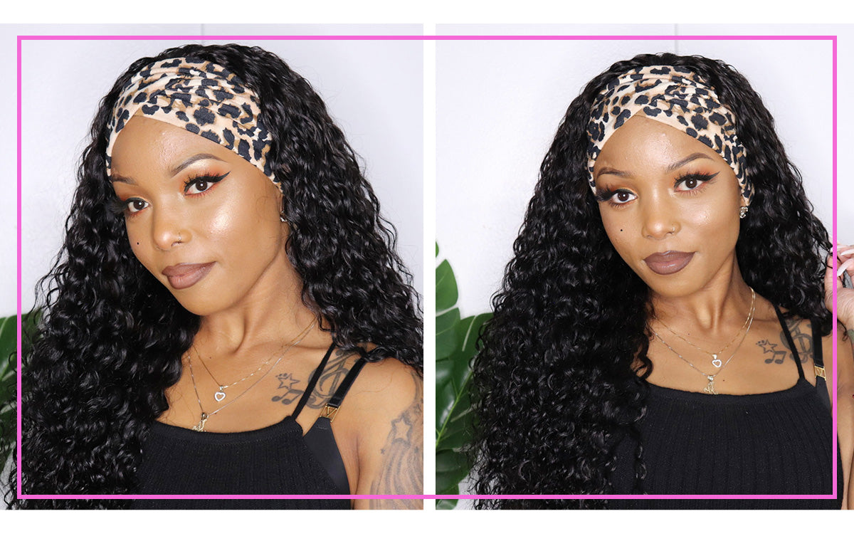 Headband Wig Water Wave Human Hair Wigs Non Lace Front Wig For Women Gluless Brazilian Virgin Hair Wigs (COUPON CODENEW10, $10 OFF)