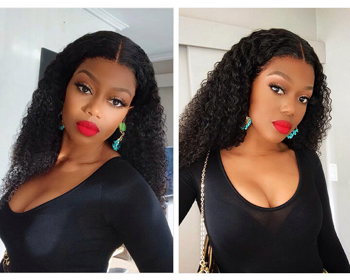 Kinky Curly Lace Closure Human Hair Wigs For Black Women Remy Brazilian Afro Curly Hair Wigs