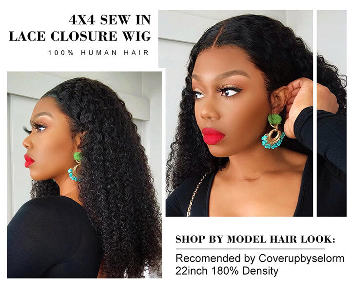 Kinky Curly Lace Closure Human Hair Wigs For Black Women Remy Brazilian Afro Curly Hair Wigs
