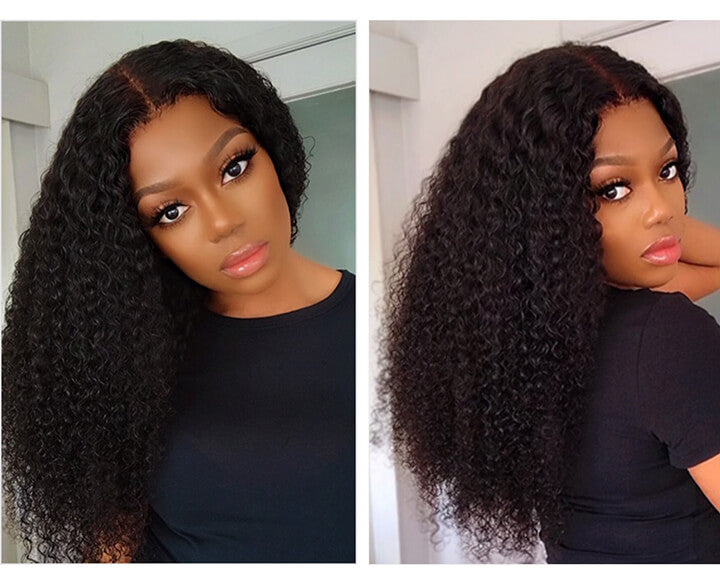 Kinky Curly Lace Closure Human Hair Wigs For Black Women Remy Brazilian Afro Curly Hair Wigs