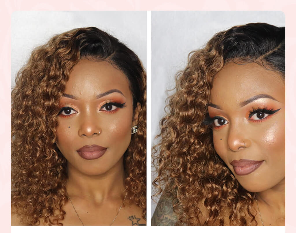 Ombre Honey Blonde Short Human Hair Wigs 1b30 #1b99j Brazilian Curly Lace Front Wigs Burgundy Water Wave Bob Wigs For Black Women #1b