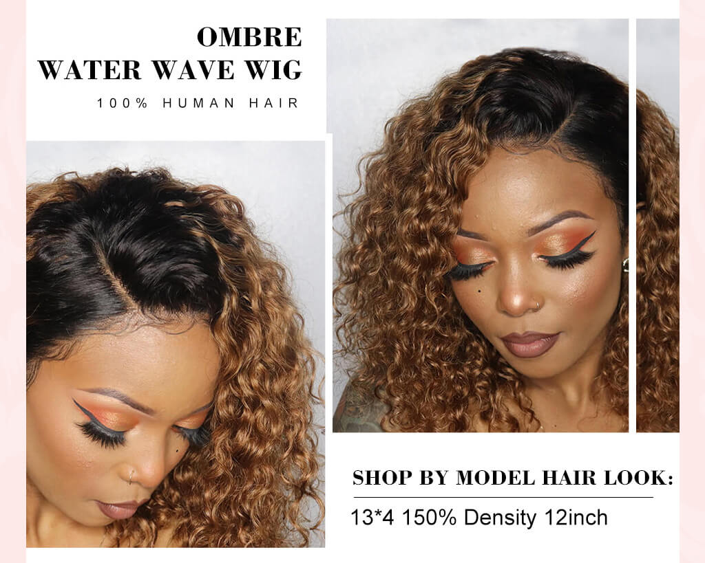 Ombre Honey Blonde Short Human Hair Wigs 1b30 #1b99j Brazilian Curly Lace Front Wigs Burgundy Water Wave Bob Wigs For Black Women #1b
