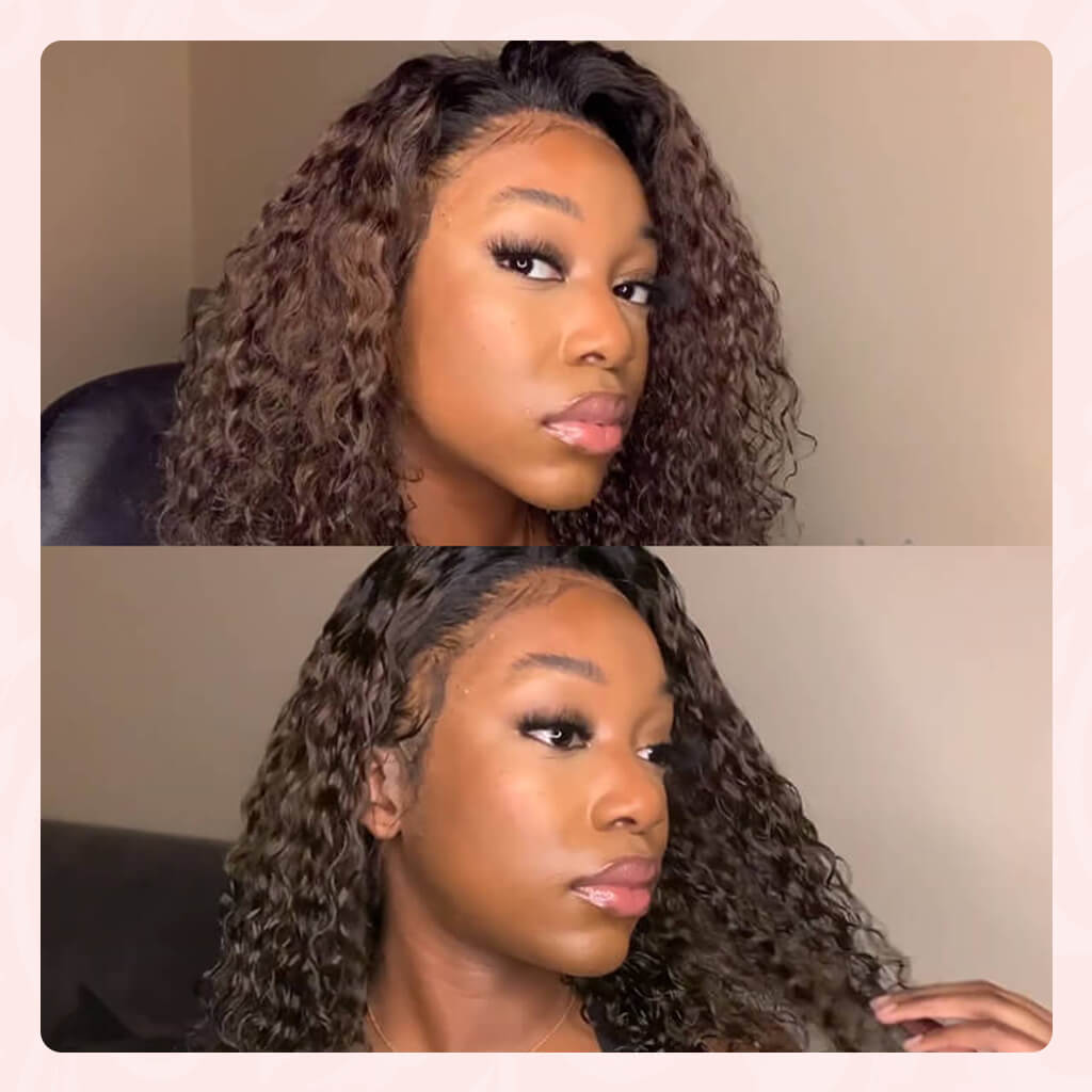 Ombre Honey Blonde Short Human Hair Wigs 1b30 #1b99j Brazilian Curly Lace Front Wigs Burgundy Water Wave Bob Wigs For Black Women #1b