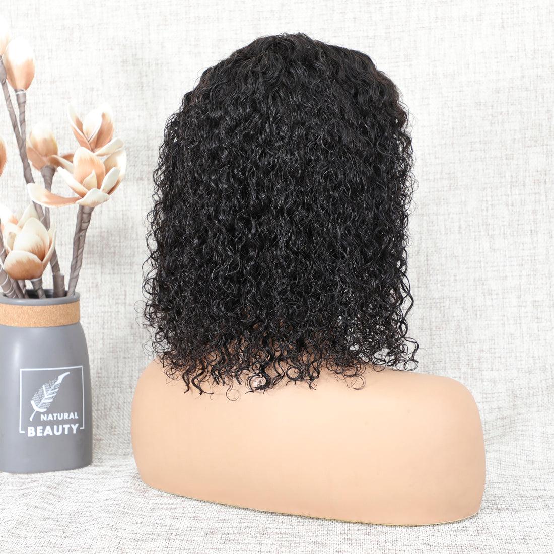 Short Deep Curly Lace Closure Human Hair Wigs Remy Brazilian Curly Hair Wigs