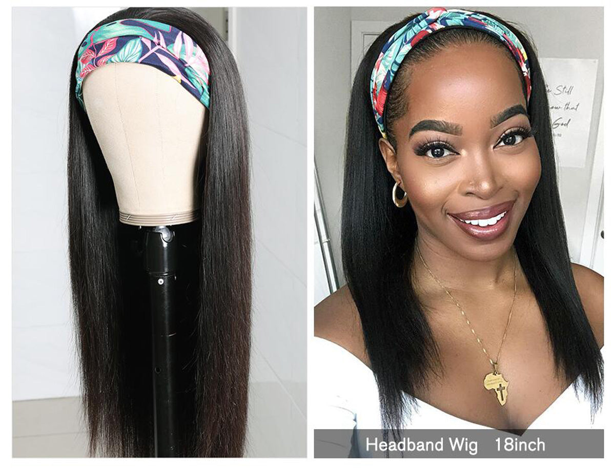 HEADBAND WIGS HUMAN HAIR STRAIGHT WIGS