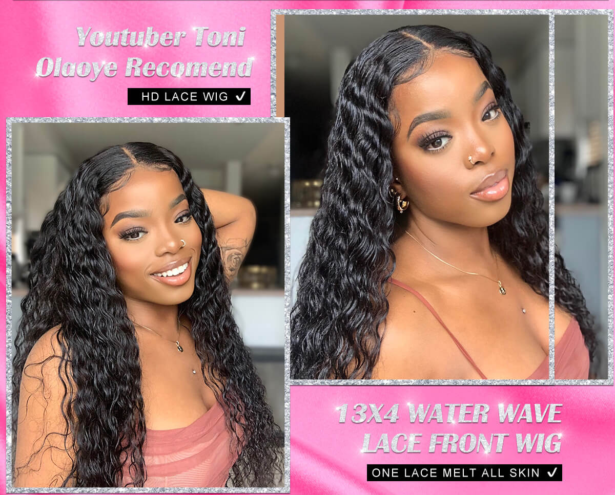 Toni Olaoye 13x4 HD Undetectable Transparent Brazilian Water Wave Lace Front Human Hair Wigs