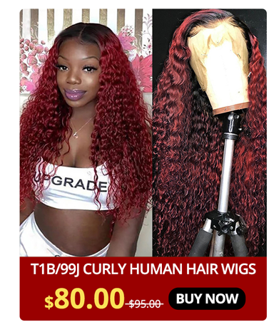 T1B/99j Curly Human Hair Wigs