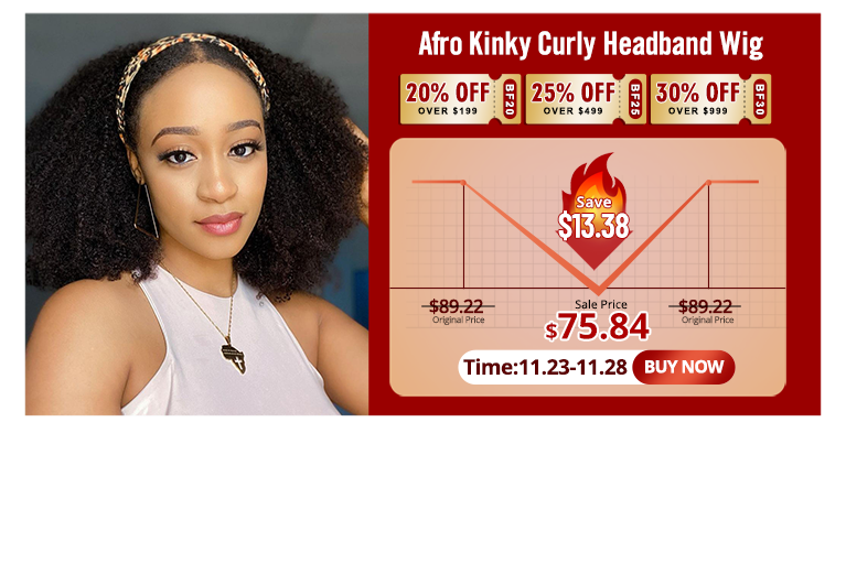 Afro Kinky Curly Headband Wigs