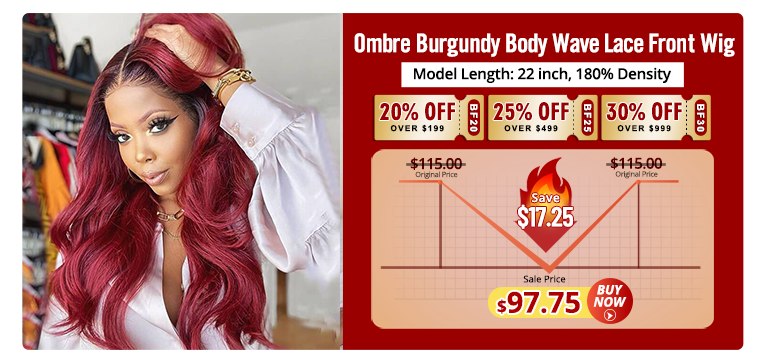 Ombre Burgundy Body Wave Lace Front Wigs