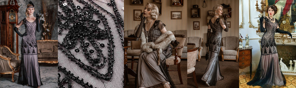 Femmes 1920s Vintage Clapet Longue Frange Perlée Gatsby Robe De