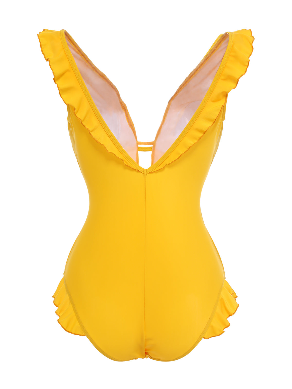 Maillot De Bain Une Pièce Col Plongeant Jaune