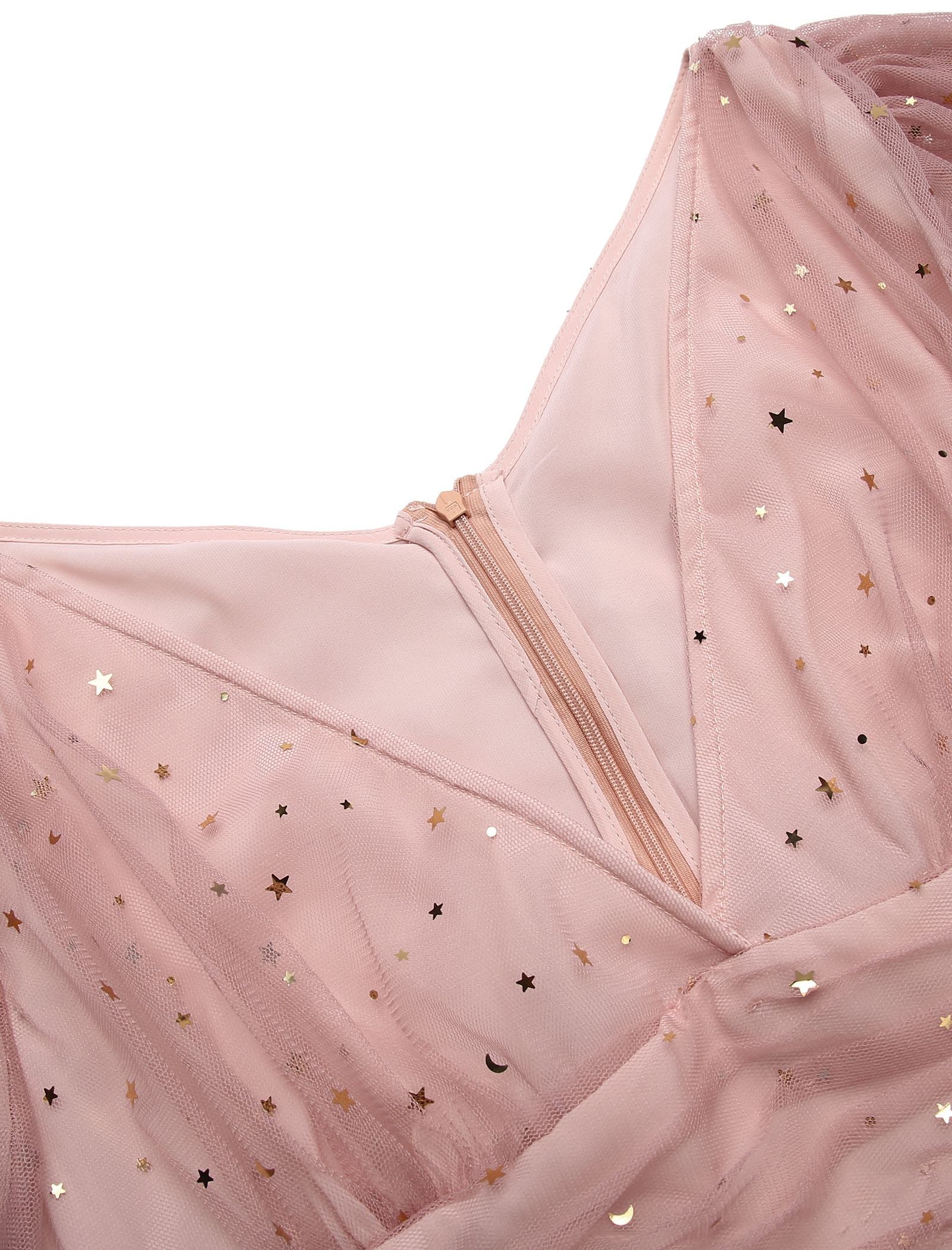 Robe Années 50 Trapèze Rose En Dentelle à Paillettes Étoilées