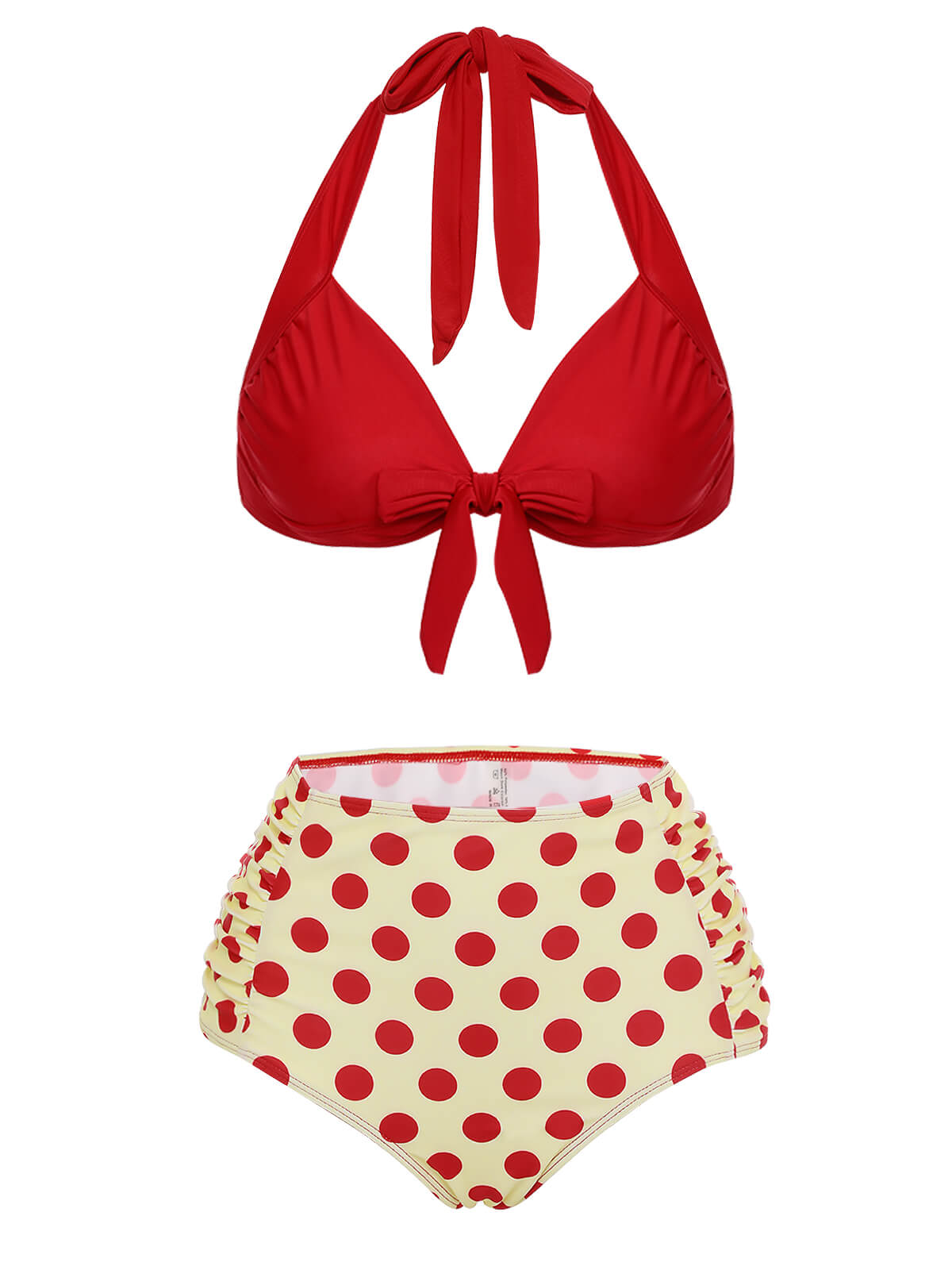 2PCS Maillot De Bain Dos Nu Rouge à Pois