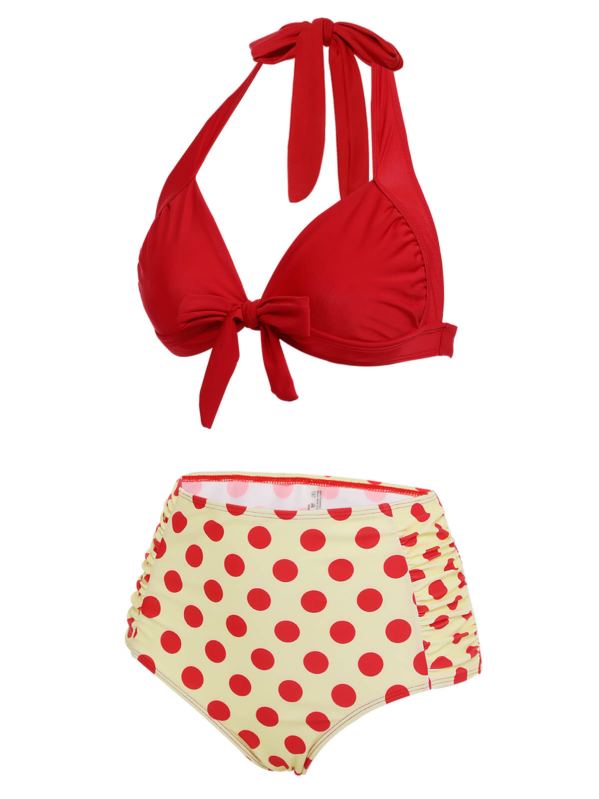 2PCS Maillot De Bain Dos Nu Rouge à Pois