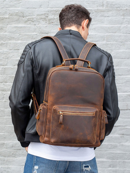 crazy horse leather backpack