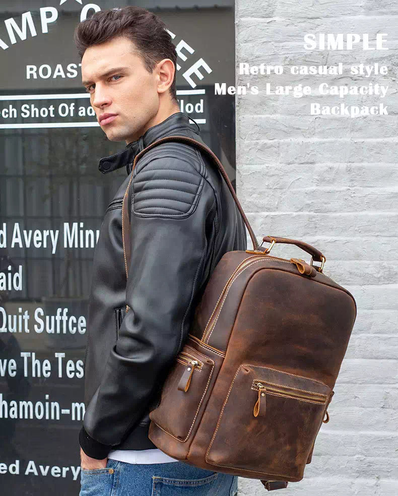 Crazy Horse Leather Backpack