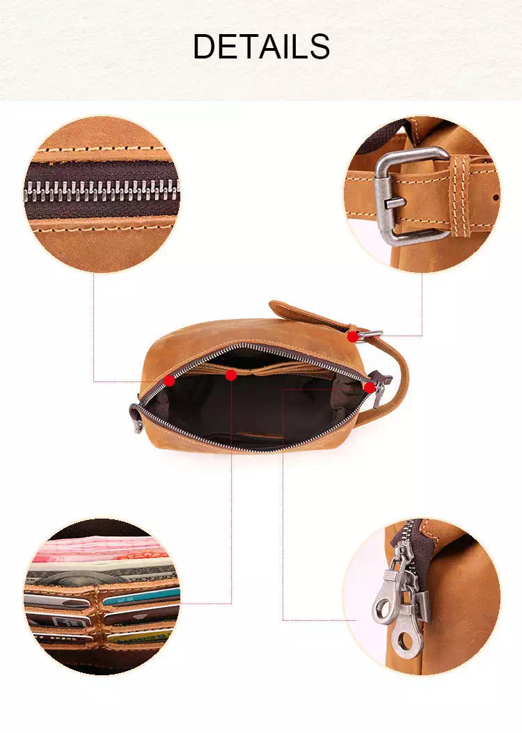 Trousse de toilette luxueuse en cuir Crazy Horse pour homme