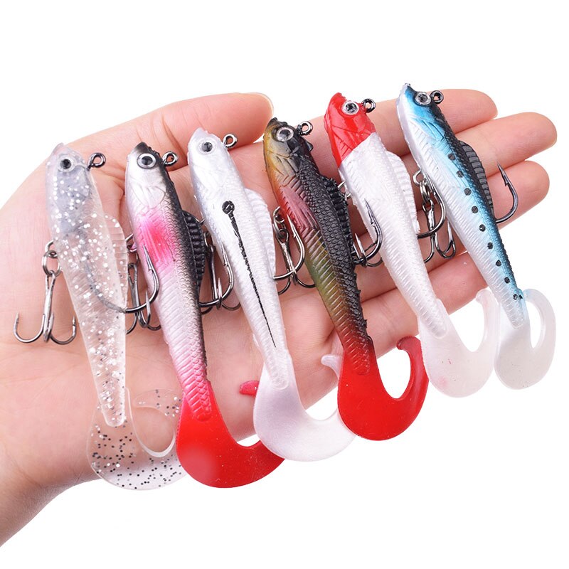 1PCS 85mm 8.5g Jig Head PVC Fishing Lures With Long Tail