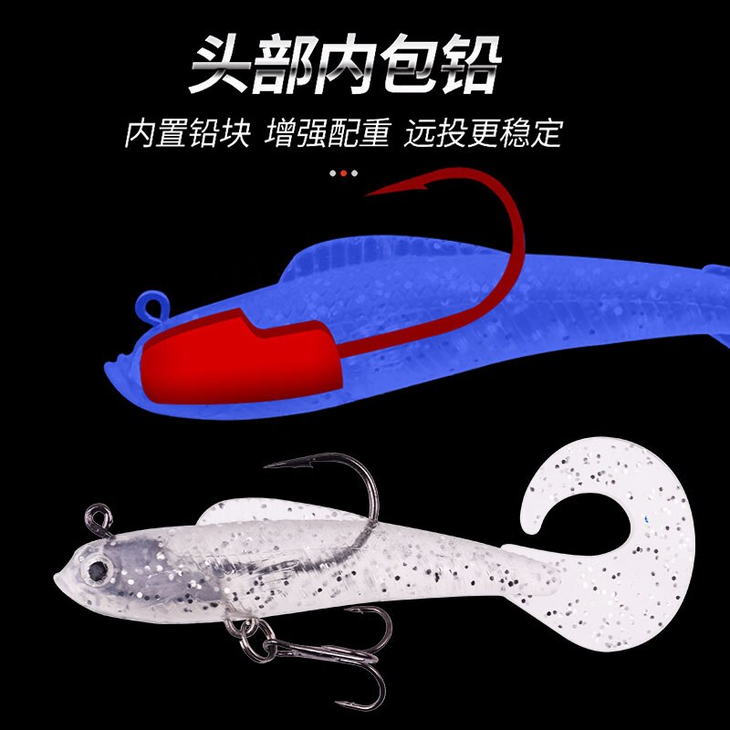 1PCS 85mm 8.5g Jig Head PVC Fishing Lures With Long Tail