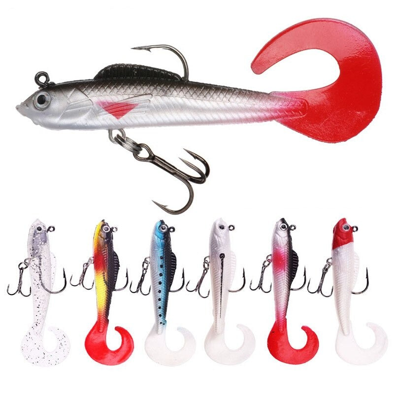 1PCS 85mm 8.5g Jig Head PVC Fishing Lures With Long Tail