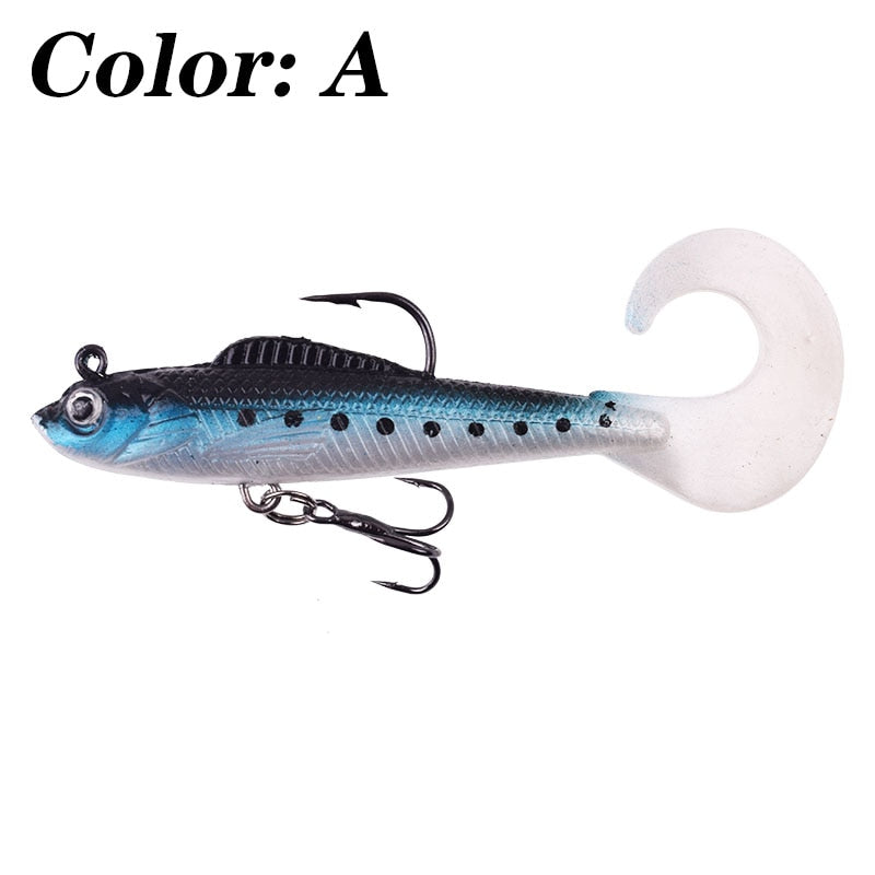 1PCS 85mm 8.5g Jig Head PVC Fishing Lures With Long Tail