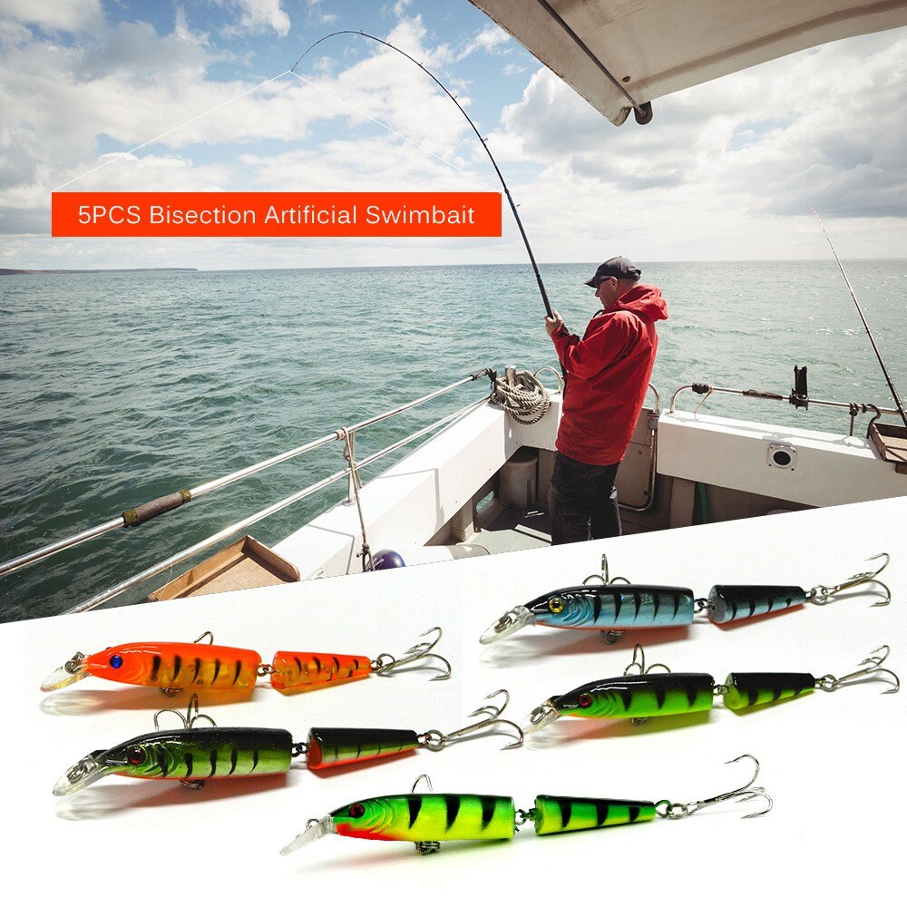 5PCS 10.5cm/9.6g Bisection Plastic Jointed Fishing Lure