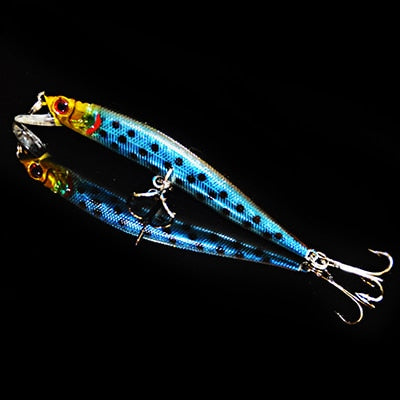 5PC Minnow Wobblers Lure 3D Eyes Hard Plastic Lures Crankbait