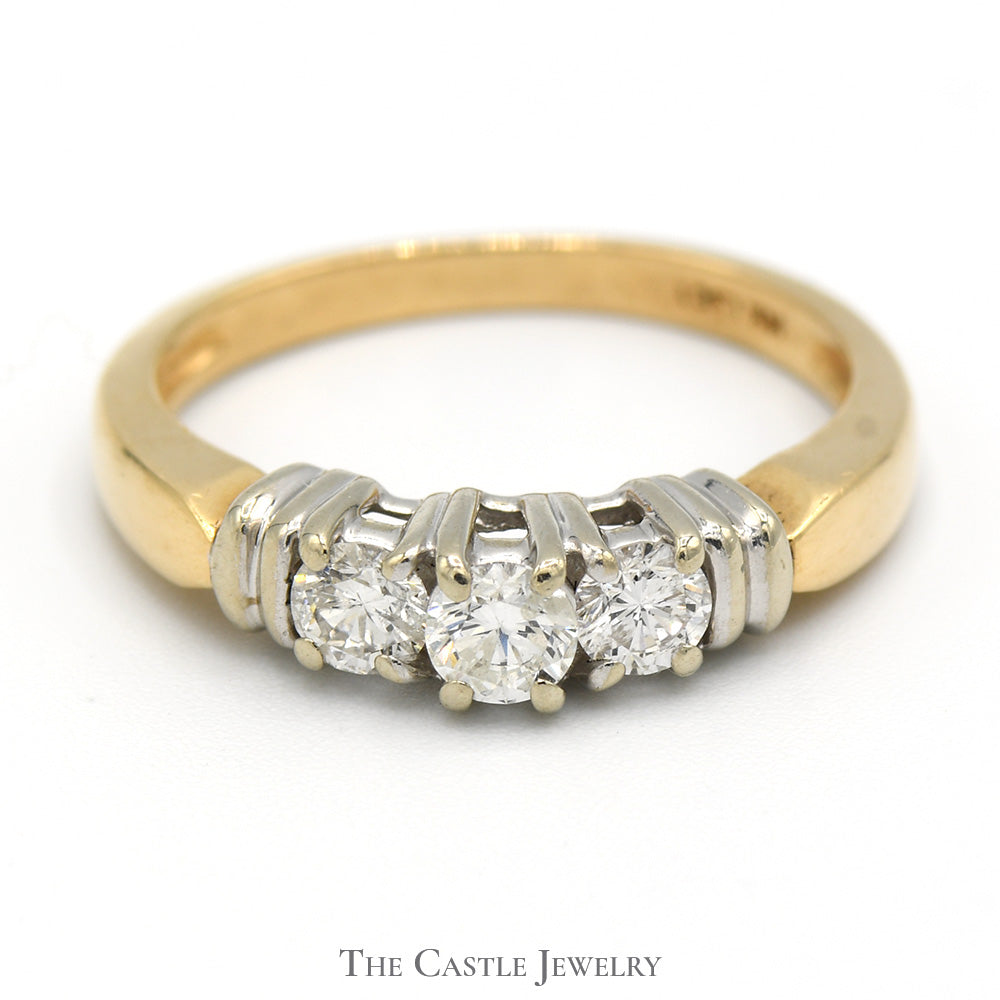 1/2cttw Three Stone Diamond Engagement Ring in 14k Yellow Gold