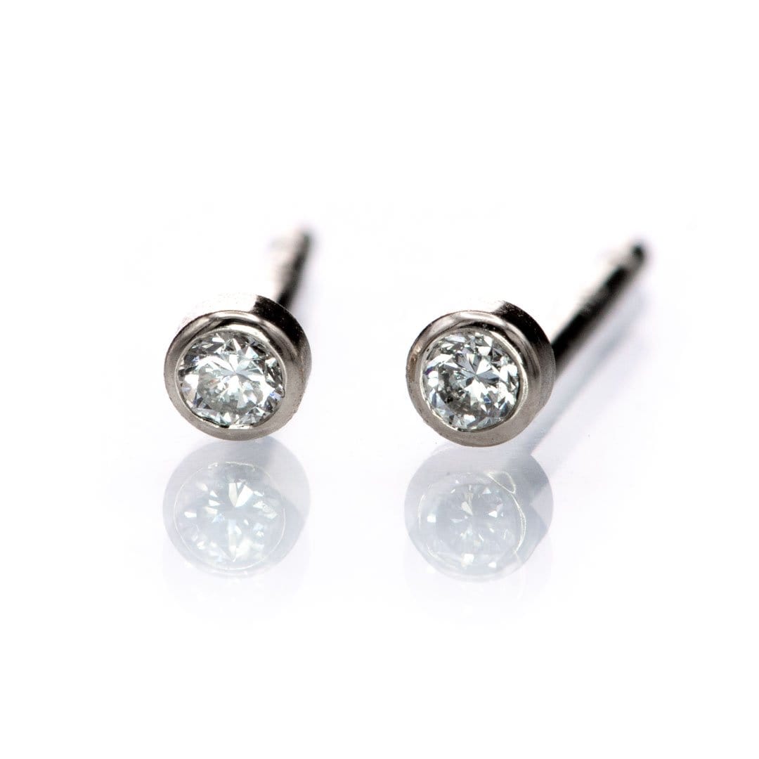 Tiny Bezel Set  Diamond Micro Stud Earrings