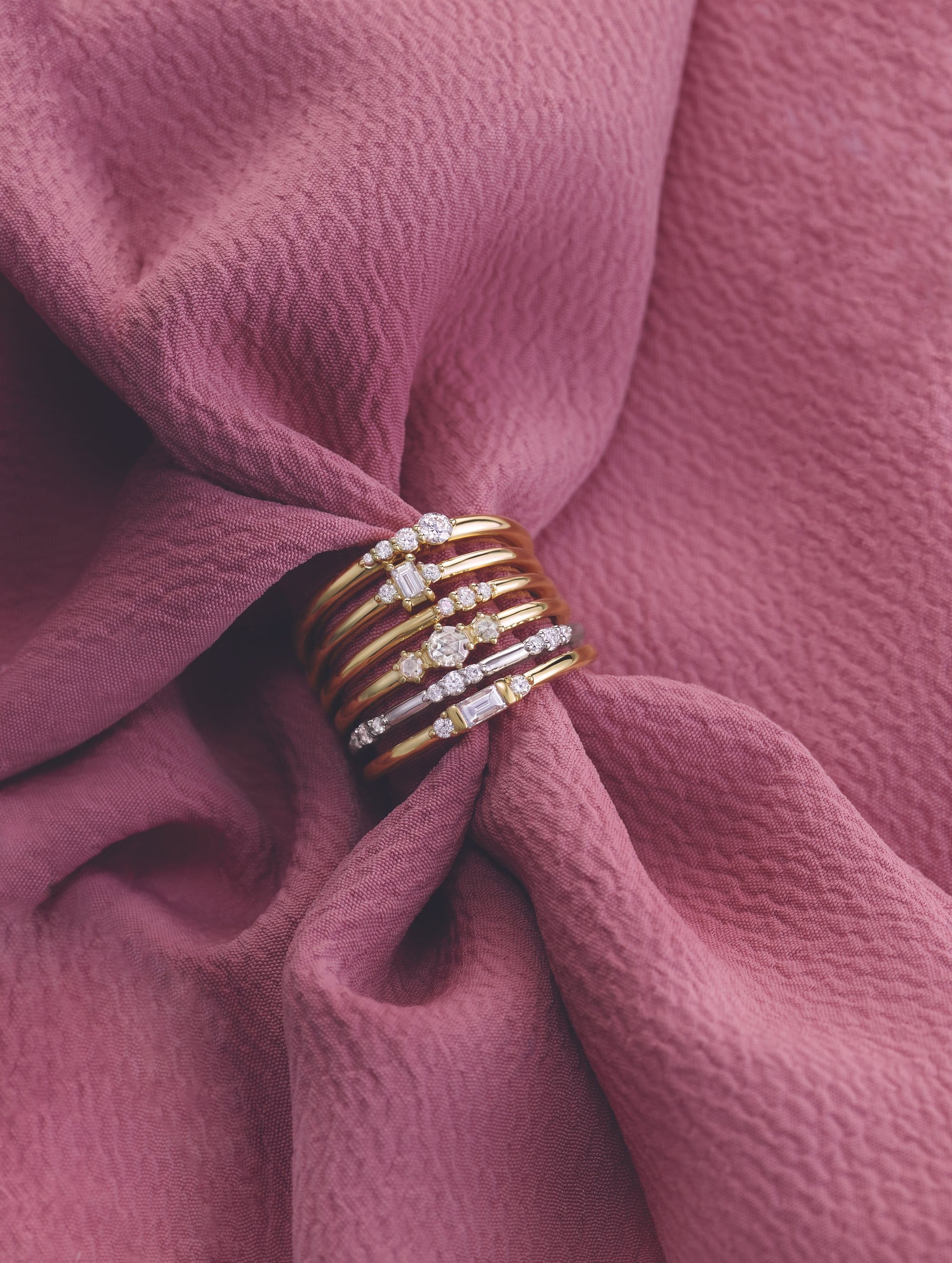 Tania Band -Graduated Diamond, Moissanite or Sapphire Stacking Wedding Ring
