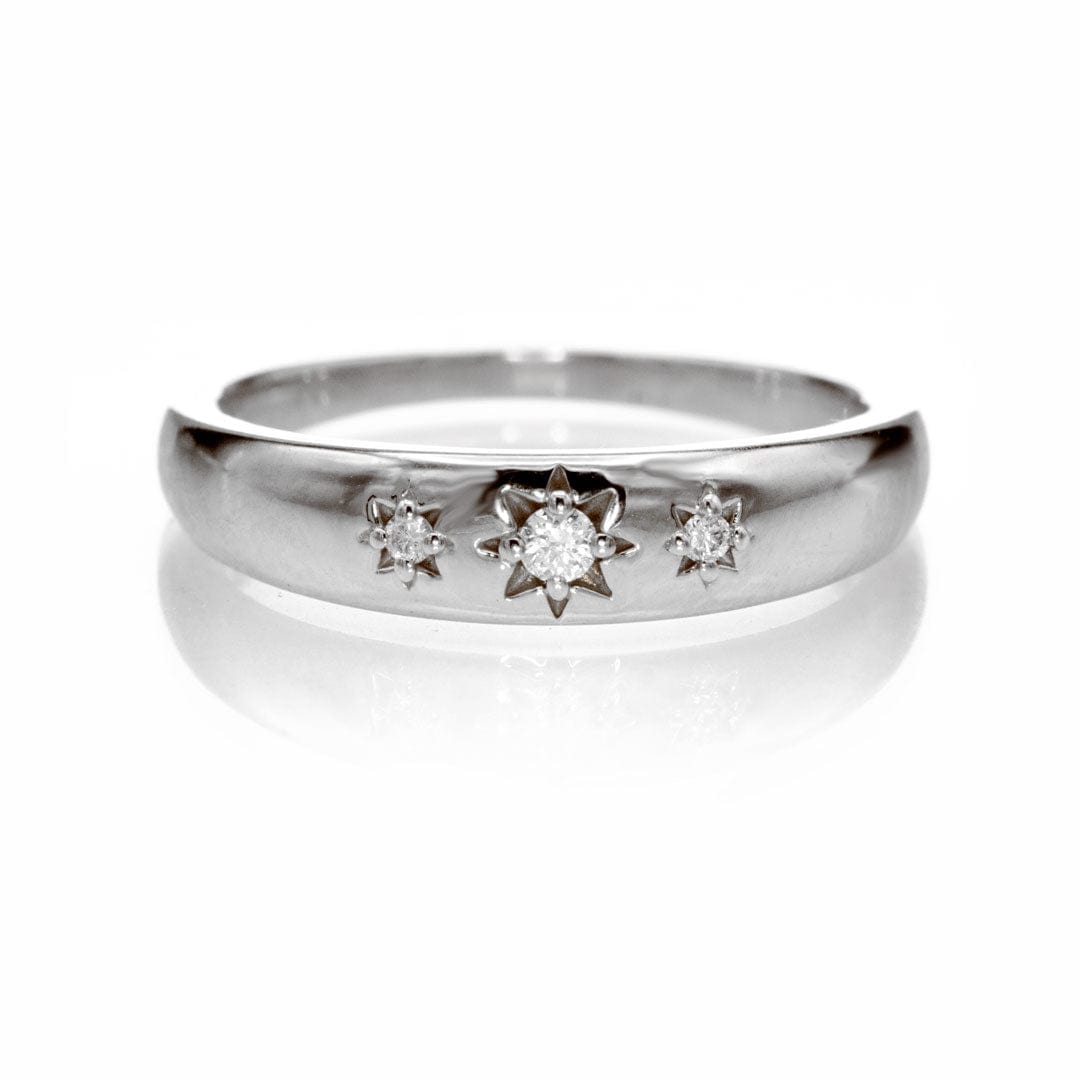 Starburst Band - Tapered Star Set Diamond Stacking Wedding or Anniversary Ring