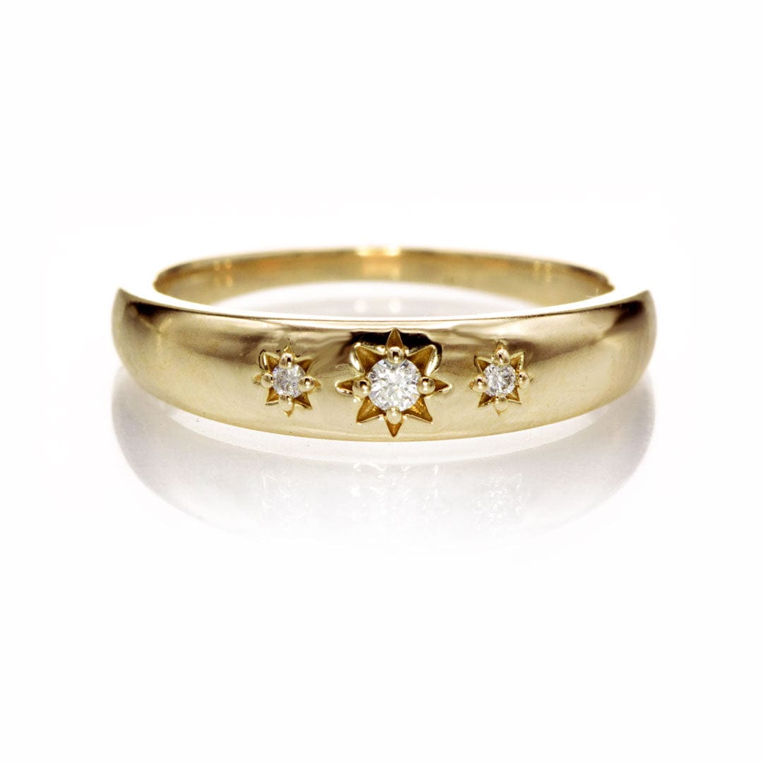 Starburst Band - Tapered Star Set Diamond Stacking Wedding or Anniversary Ring