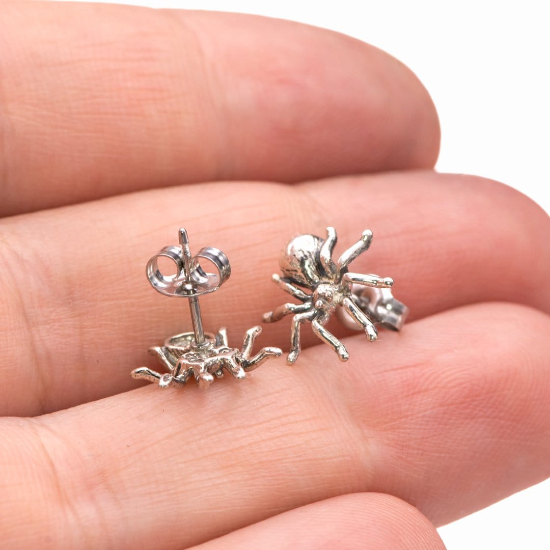 Moissanite Spider Sterling Silver Stud Earrings, Ready to Ship