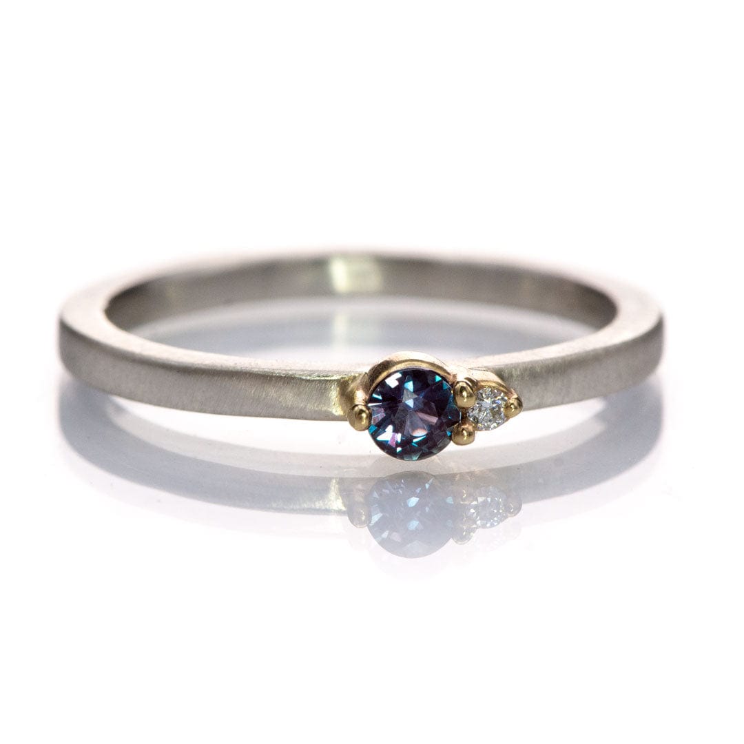 Diamond Accented Alexandrite 14k Gold & Sterling Silver Stacking Ring