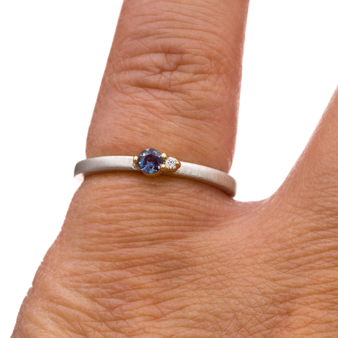 Diamond Accented Alexandrite 14k Gold & Sterling Silver Stacking Ring